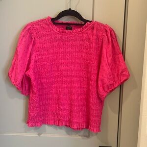 J. Crew pink puff sleeve top